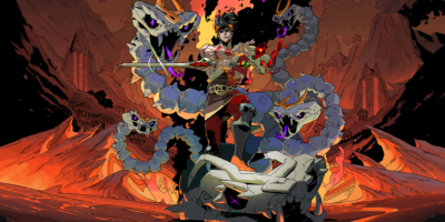 Zag, son of Hades, stands in front of a skeletal hydra.
