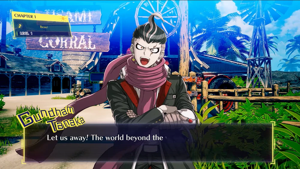 Gundham in front of the reimagined Usami Corral in a still from the Danganronpa 2x2 trailer.